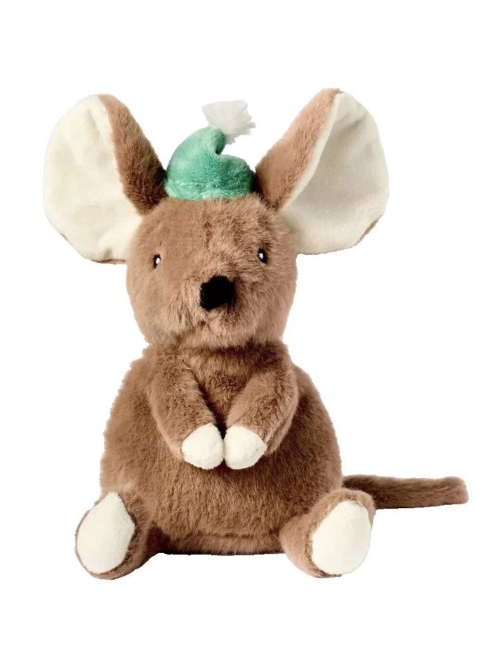 Gigglescape Christmas Brown Mouse Plush Toy With Green Hat 7" Soft NEW